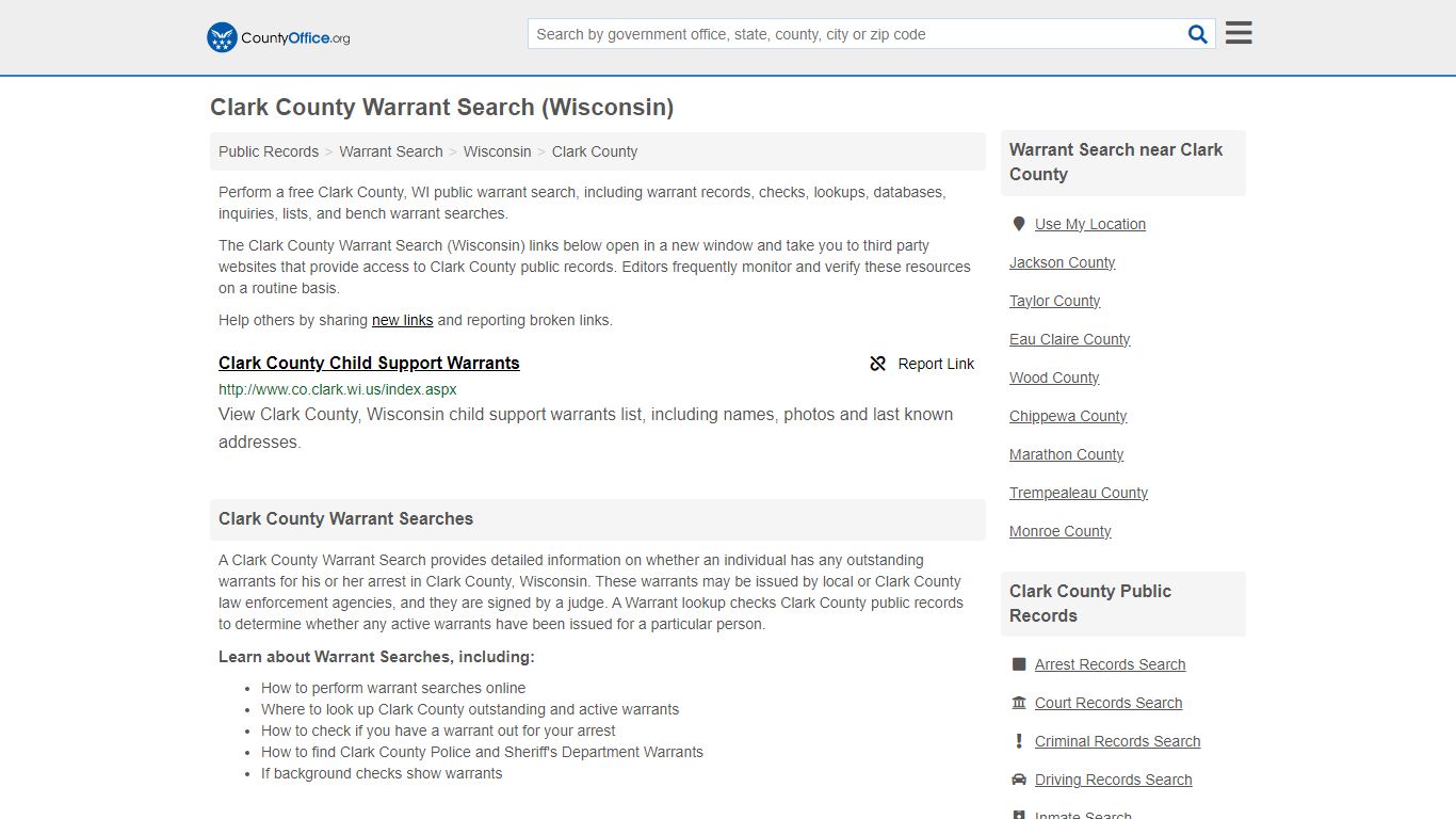 Warrant Search - Clark County, WI (Warrant Checks & Lookups)